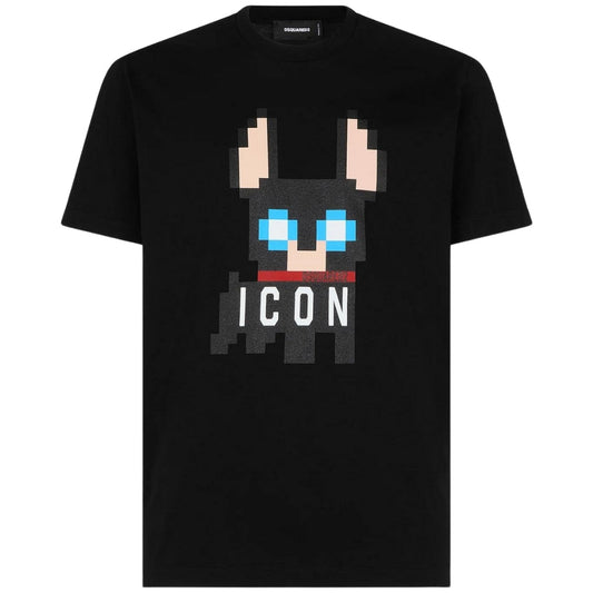 Dsquared2 Icons Pixel Dog Logo Cool Fit Black T Shirt