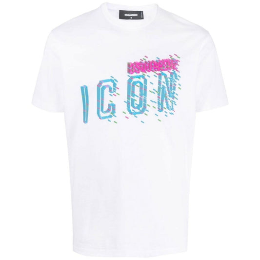 Dsquared2 Icons Pixel Logo Cool Fit White T Shirt