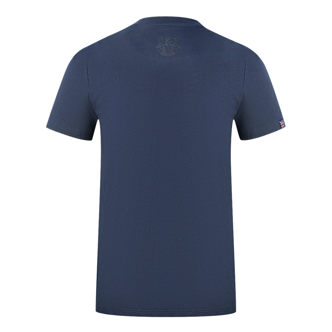 Aquascutum London Brand Logo Navy Blue T-Shirt T00323 85