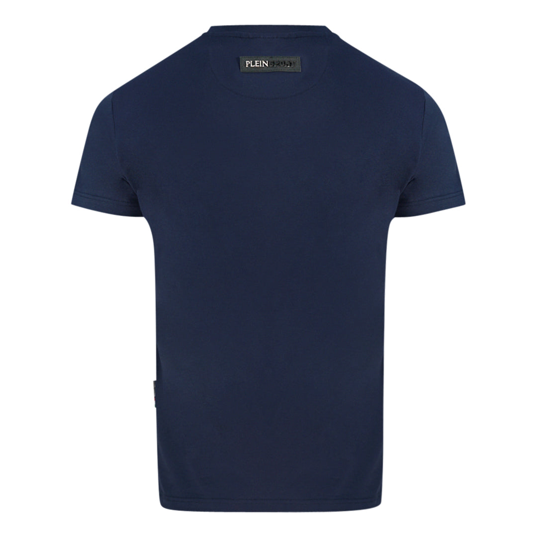 Plein Sport Block Pink Logo Navy Blue T Shirt