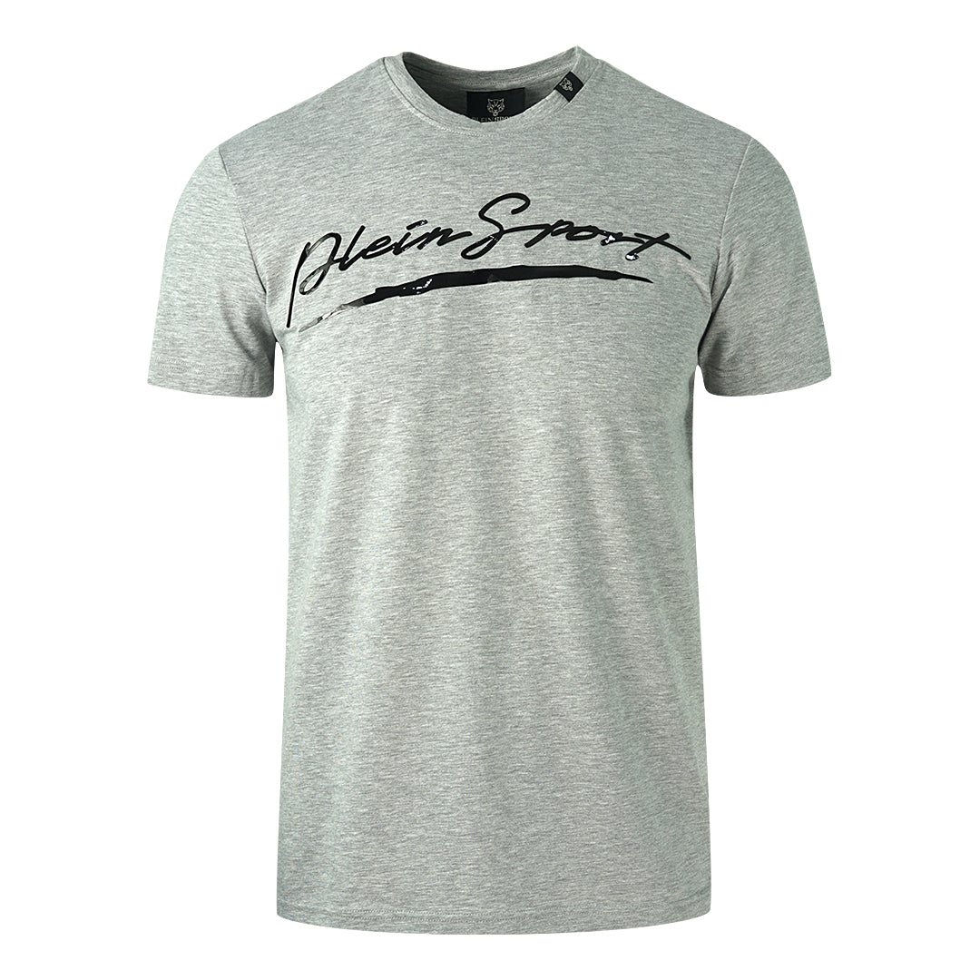 Plein Sport Brand Signature Logo Grey T Shirt