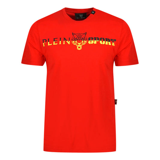 Philipp Plein Sport Bold Split Logo Red T Shirt