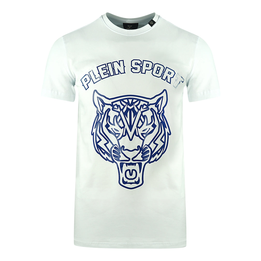 Plein Sport Large Stencil Tiger Logo White T Shirt