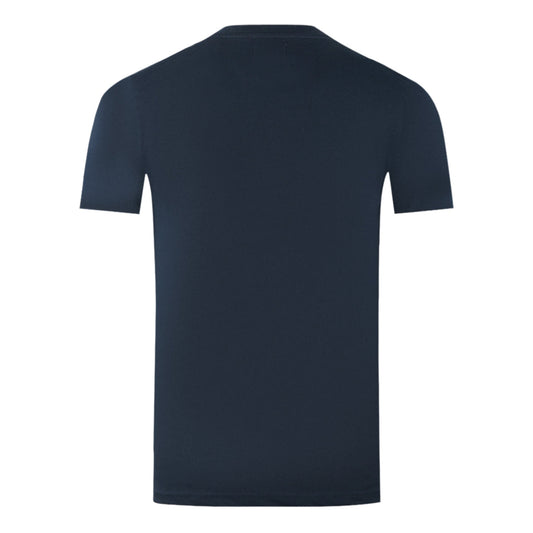 Aquascutum Large Bold London Aldis Brand Logo Navy Blue T Shirt