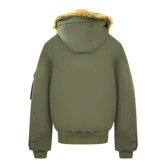 Diesel W Jame 21 Faux Fur Trimmed Green Bomber Jacket